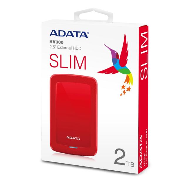 Твърд диск Adata 2TB , HV300 , USB 3.2 Gen 1, 2.5" - External Hard Drive Red