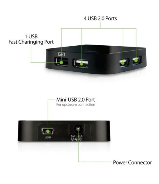 USB хъб D-Link DUB-H4, 4 x USB 2.0, Черен