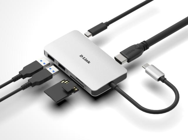 Мултипортов адаптер DUB-M610, 6 порта, 1x USB Type C(м) към HDMI(ж), 2x USB 3.0 Type-A(ж), 2x SD/microSD/SDHC/SDXC Card Reader, 1x Thunderbolt 3, Сив
