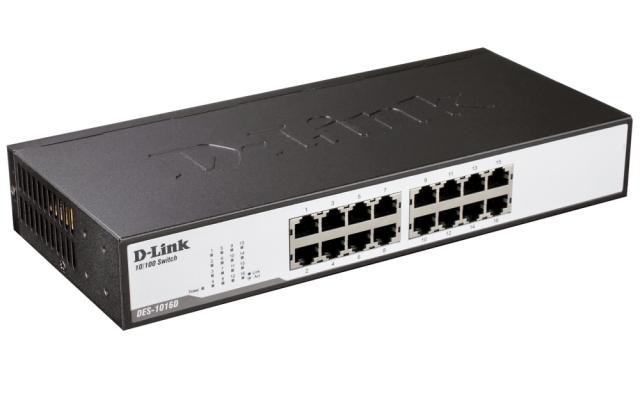 Суич D-Link 16-Port 10/100Mbps Fast Ethernet Unmanaged Switch, rack mountable