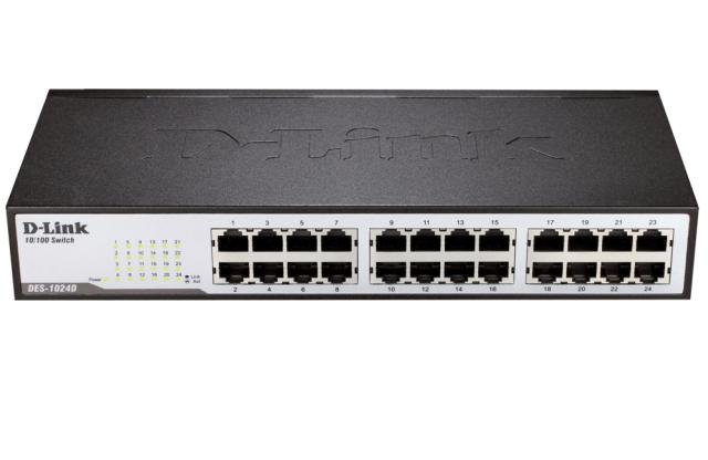 Комутатор D-Link 24-Port 10/100Mbps Fast Ethernet Unmanaged Switch, rack mountable