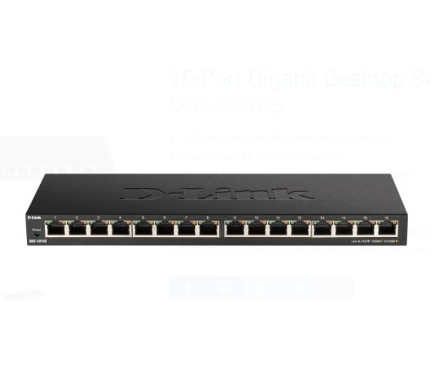 Суич D-Link 16-Port 10/100/1000Mbps Unmanaged Gigabit Ethernet Switch