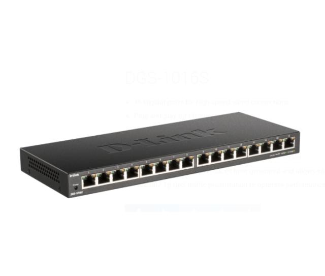 Суич D-Link 16-Port 10/100/1000Mbps Unmanaged Gigabit Ethernet Switch