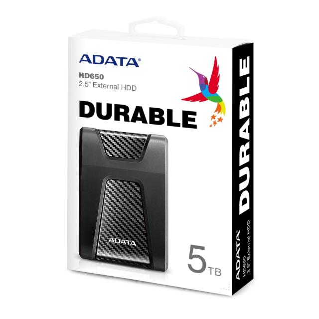 Твърд диск Adata 5TB , HD650 , USB 3.2 Gen 1, 2.5" Durable Lite - External Hard Drive Black