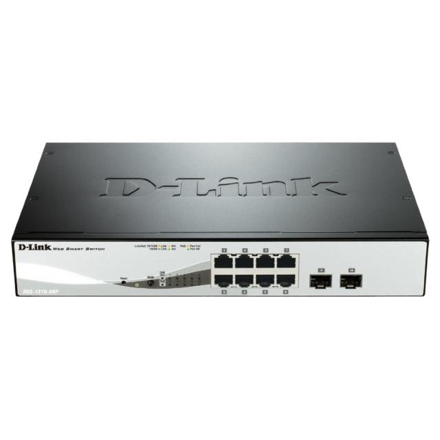 Суич D-Link 8-Port Gigabit PoE Smart Switch with 2 SFP ports