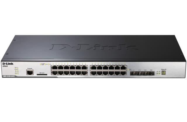 Комутатор D-Link 24-port 10/100/1000 Layer 2 Stackable Managed Gigabit Switch including 4-port Combo 1000BaseT/SFP with Standard Image