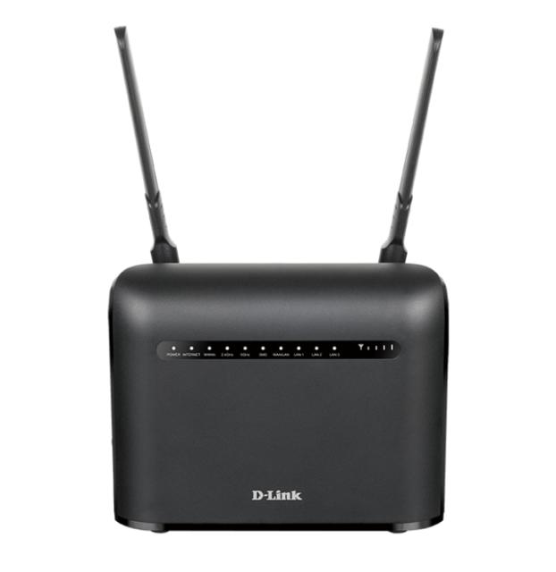 Рутер D-Link DWR-953V2, LTE 4G SIM Card Slot, 1200Mbps, 2.4GHz (300Mbps) / 5GHz (866 Mbps), Wireless AC, 3 x LAN1000, 1 x WAN1000, 2 външни антени