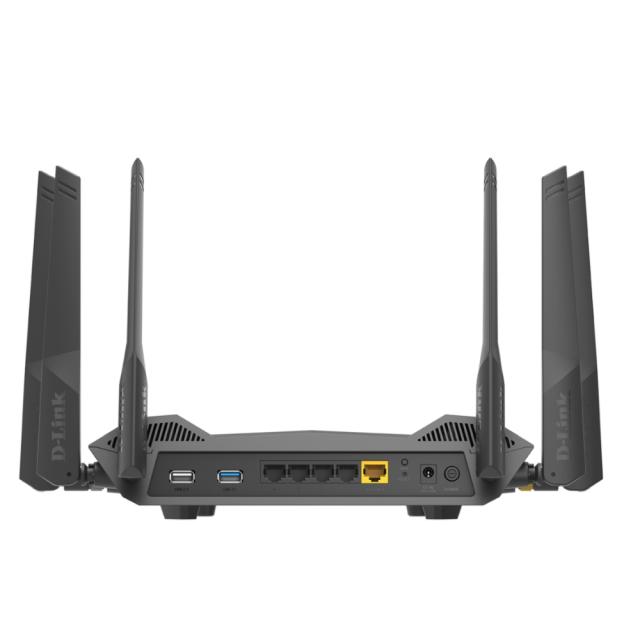 Рутер D-Link DIR-X5460, 5400Mbps, 2.4GHz (600 Mbps), 5GHz (4800 Mbps), Wireless AX, LAN 4 x 10/100/1000Mbps, WAN 1 x 10/100/1000Mbps, 1x USB 2.0, 1x USB 3.0