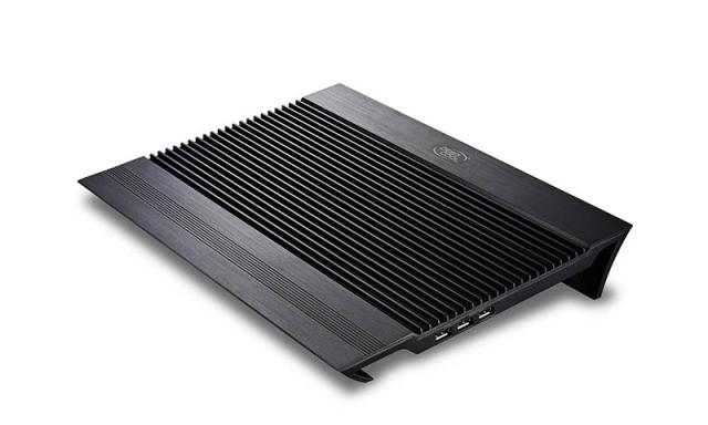 Охлаждаща поставка за лаптоп DeepCool N8 Black, за лаптопи до 17" (43.18 cm), алуминиев панел, черна
