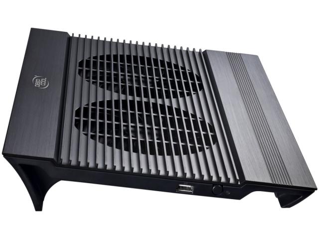 Охлаждаща поставка за лаптоп DeepCool N8 Black, за лаптопи до 17" (43.18 cm), алуминиев панел, черна