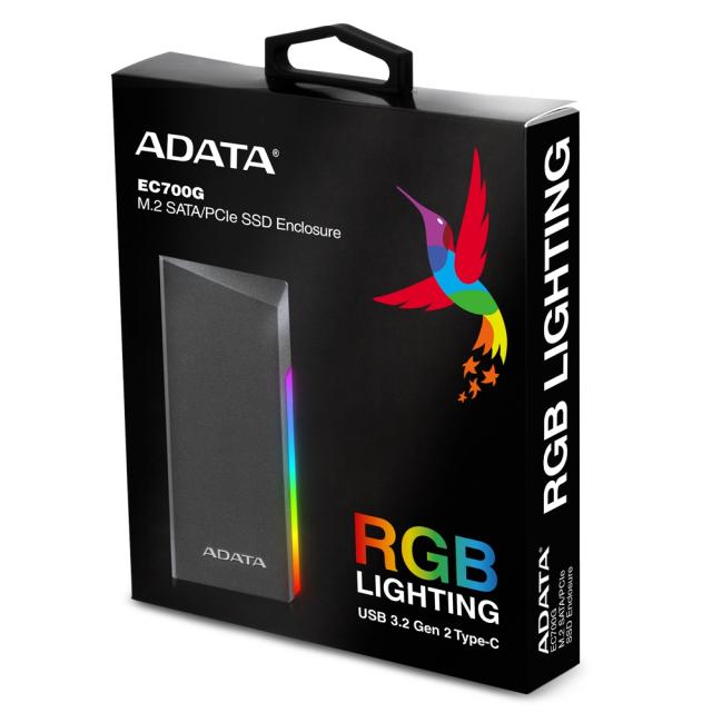 Външен Rack Adata M.2 PCIe/SATA SSD Enclosure , USB 3.2 Gen2 Type-C