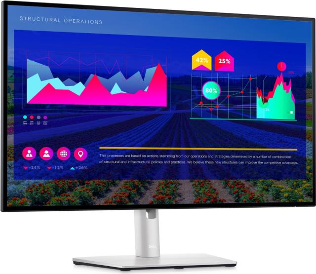 Монитор Dell U2722D, 27" IPS Anti-Glare, UltraSharp InfinityEdge, 5ms, 1000:1, 350 cd/m2, QHD 2560x1440, 100% sRGB, 95% DCI-P3, HDMI, DisplayPort, USB-C, USB 3.2 Hub, ComfortView Plus, Height Adjustable, Pivot, Swivel, Tilt, Black