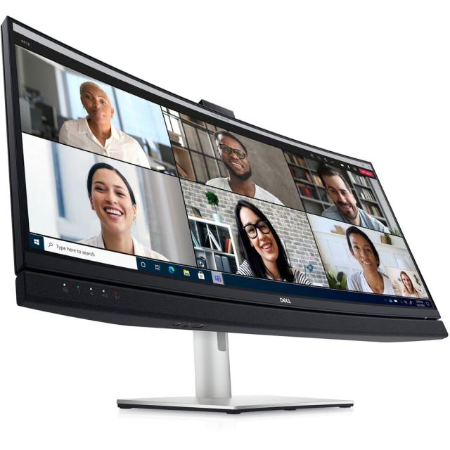 Монитор Dell C3422WE, 34" Curved Video Conferencing WQHD AG, IPS, 21:9, 5ms, 1000:1, 300 cd/m2, (3440x1440), 5MP IR camera, 5W speakers, HDMI, DP, USB-C, USB 3.2, RJ-45,  Microphon, Swivel, Tilt, Slant, Black