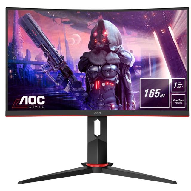 Монитор AOC C24G2U/BK, 23.6" Curved WLED VA, 1920x1080@165Hz, 4ms GtG/1ms MPRT, 250cd/m2, 3000:1, DC80M:1, FreeSync Prem, FlickerFree, Low Blue Light, 2Wx2, Tilt, Heigh Adjust, Swivel, D-SUB, 2xHDMI, DP, 4xUSB