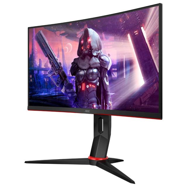 Монитор AOC C24G2U/BK, 23.6" Curved WLED VA, 1920x1080@165Hz, 4ms GtG/1ms MPRT, 250cd/m2, 3000:1, DC80M:1, FreeSync Prem, FlickerFree, Low Blue Light, 2Wx2, Tilt, Heigh Adjust, Swivel, D-SUB, 2xHDMI, DP, 4xUSB