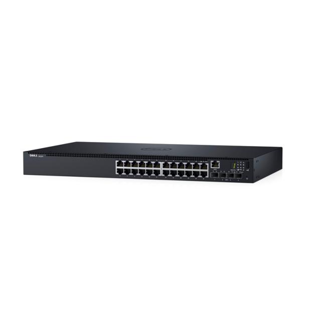 Комутатор Dell Networking N1524, 24x 1GbE + 4x 10GbE SFP+ fixed ports, Stacking, IO to PSU airflow, AC
