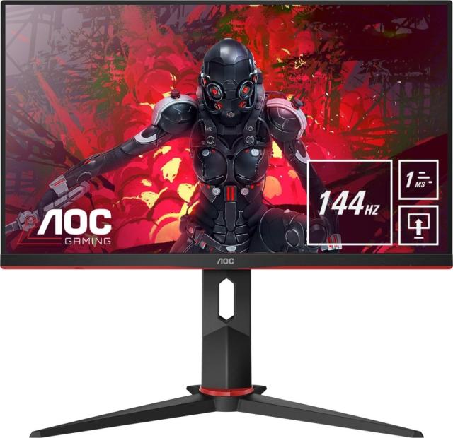 Монитор AOC 24G2U/BK, 23.8" Wide IPS, LED, 4ms/1ms MPRT, 1000:1, 80M:1 DCR, 250cd/m2, 1920x1080@144Hz,Tilt, Swivel, Heigh Adjust, Pivot, HDMI, DP, USB, Headphone Out, Speakers, Black/Red