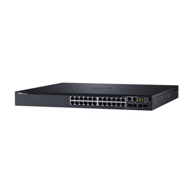 Комутатор Dell Networking S3124, L3, 24x 1GbE, 2xCombo, 2x 10GbE SFP+ fixed ports, Stacking, IO to PSU airflow, 1x AC PSU, DNS3124T STOCK Smart Value, 210-AIMQ