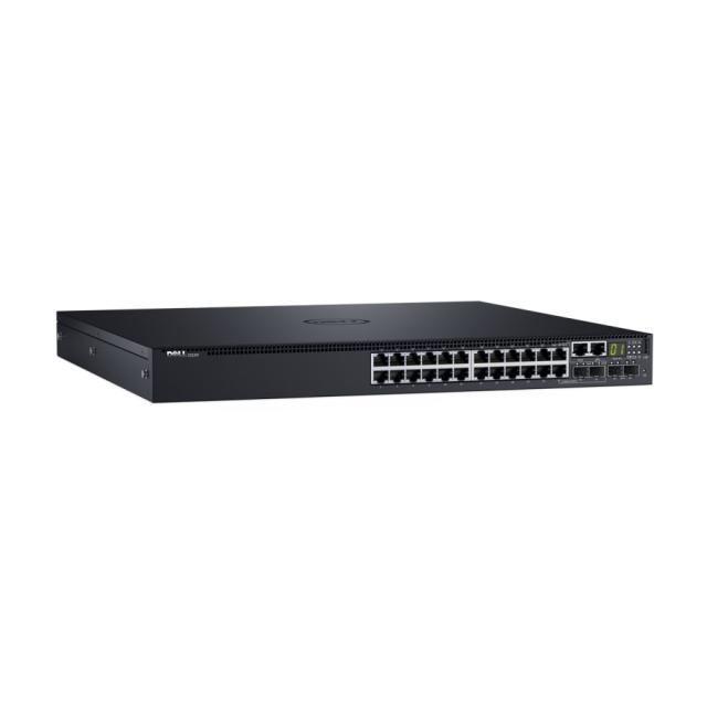 Комутатор Dell Networking S3124, L3, 24x 1GbE, 2xCombo, 2x 10GbE SFP+ fixed ports, Stacking, IO to PSU airflow, 1x AC PSU, DNS3124T STOCK Smart Value, 210-AIMQ