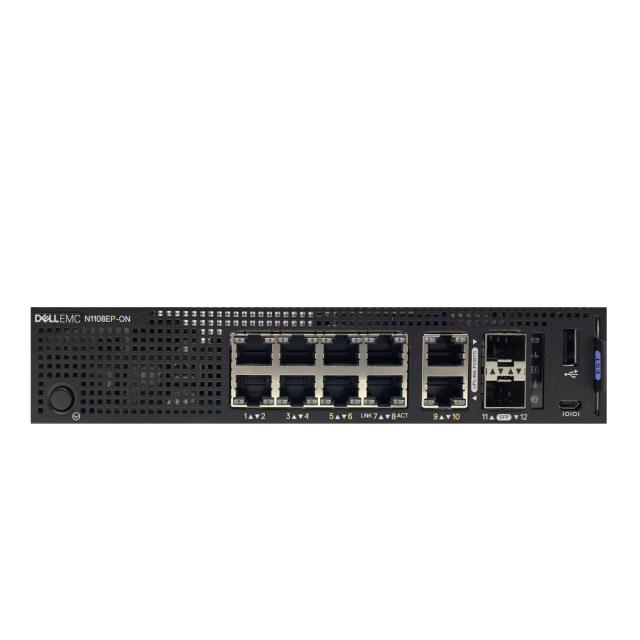 Суич Dell EMC Switch N1108EP-ON, Gigabit, L2, 8x 10/100/1000Mbps half/full duplex ports, 2x GbE RJ45 and 2x GbE SFP interfaces, 8xPoE/PoE+, DNN1108EP, 137W PoE power budget RJ45, FastPoE, Perpetual PoE,1 RU half-width, fanless operation, LL Hard