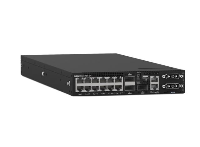 Комутатор Dell EMC Switch S4112T, 12 x 10GBaseT, 3 x 100GbE QSFP28, IO to PSU, 2 x AC PSU, OS10, 1Yr PS NBD