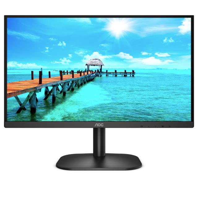 Монитор AOC 24B2XDA, 23.8" IPS WLED, 1920x1080@75Hz, 4ms GTG, 250cd/m2, 1000:1, DC20M:1, Adaptive Sync, FlickerFree, Low Blue Light, 2Wx2, Tilt, D-SUB, DVI, HDMI