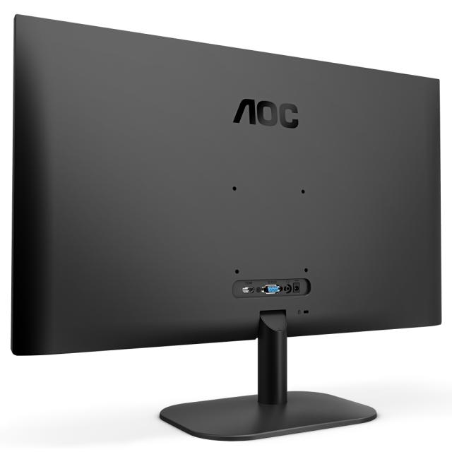 Монитор AOC 24B2XDA, 23.8" IPS WLED, 1920x1080@75Hz, 4ms GTG, 250cd/m2, 1000:1, DC20M:1, Adaptive Sync, FlickerFree, Low Blue Light, 2Wx2, Tilt, D-SUB, DVI, HDMI