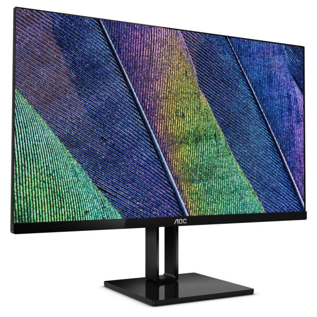 Монитор AOC 27V2Q, 27" Wide IPS LED, 4 ms, 1000:1, 50M:1 DCR, 250 cd/m2, FHD 1920x1080@60Hz, FlickerFree, Low Blue Light, HDMI, DP, Headphone Out, Black