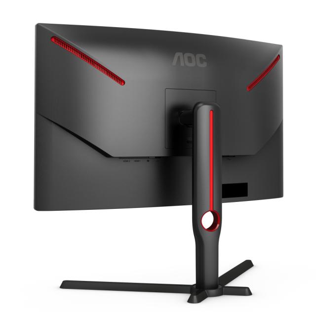 Монитор AOC C27G3U/BK, 27" Curved 1000R WLED VA 1920x1080@165Hz, 4ms GTG, 300cd/m2, 3000:1, 80M:1 DCR, FreeSync Premium, Low Blue Light, Tilt, Height Adjust, Swivel, D-SUB, HDMI, DP, USB, Speakers, Black/Red