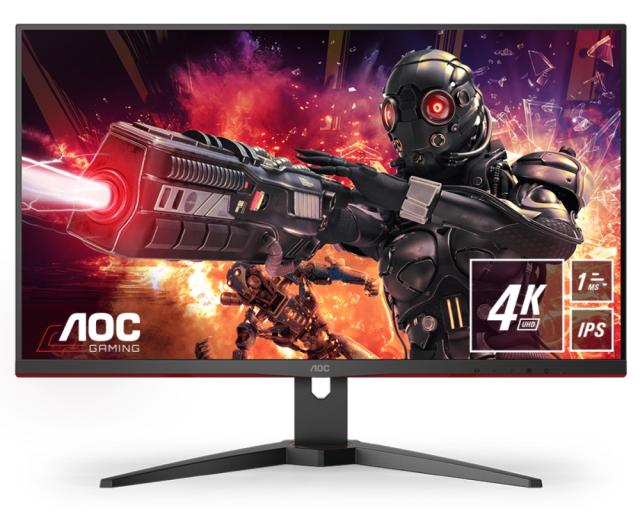 Монитор AOC U28G2AE/BK, 28" IPS WLED, 3840x2160@60Hz, 4ms GTG, 1ms MPRT, 300cd/m2, 1000:1, 80M:1 DCR, FreeSync, FlickerFree, Low Blue Mode, 3Wx2, Tilt, 2xHDMI, DP