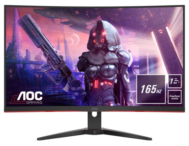 Монитор AOC C32G2AE/BK, 31.5", Curved 1500R, VA, WLED, 1920x1080@165Hz, 4ms GTG, 1ms MPRT, 250 cd/m2, 3000:1, 80M:1 DCR, FreeSync Premium, FlickerFree, Low Blue Light, 5Wx2, Tilt, D-SUB, 2xHDMI, DP