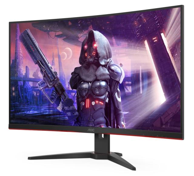 Монитор AOC C32G2AE/BK, 31.5", Curved 1500R, VA, WLED, 1920x1080@165Hz, 4ms GTG, 1ms MPRT, 250 cd/m2, 3000:1, 80M:1 DCR, FreeSync Premium, FlickerFree, Low Blue Light, 5Wx2, Tilt, D-SUB, 2xHDMI, DP