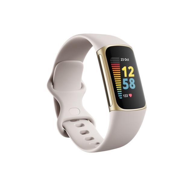 Фитнес гривна Fitbit Charge 5, Lunar White, Soft Gold Stainless Steel