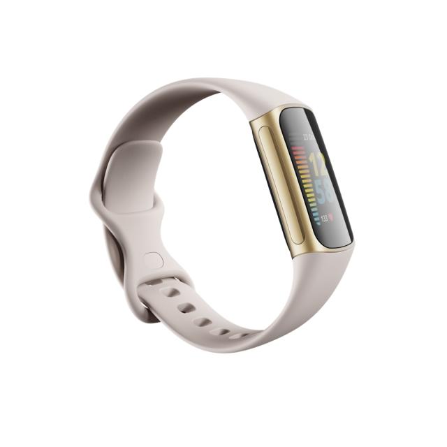 Фитнес гривна Fitbit Charge 5, Lunar White, Soft Gold Stainless Steel