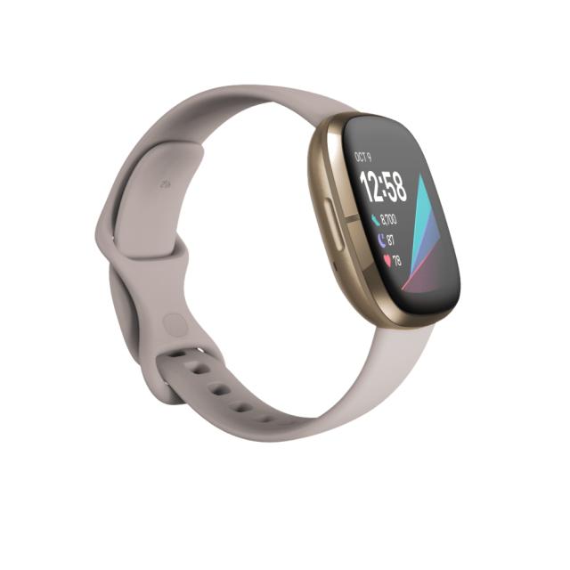 Часовник Fitbit Sense, Lunar White Soft Gold Stainless Steel