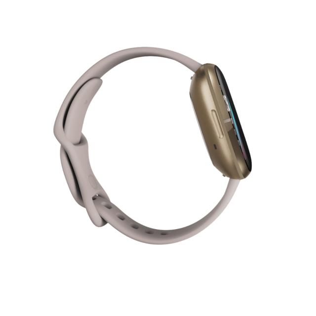 Часовник Fitbit Sense, Lunar White Soft Gold Stainless Steel