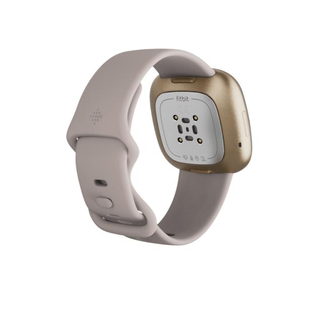Часовник Fitbit Sense, Lunar White Soft Gold Stainless Steel
