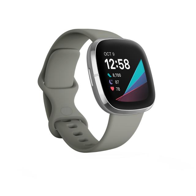Часовник Fitbit Sense, Sage Grey Silver Stainless Steel