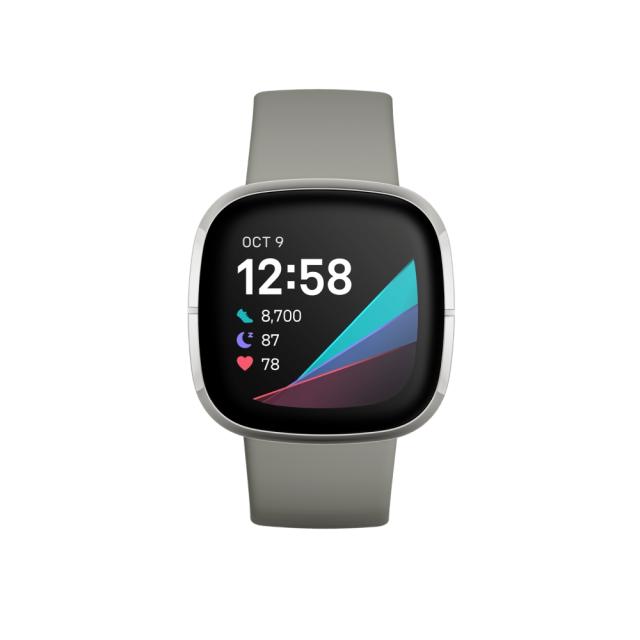 Часовник Fitbit Sense, Sage Grey Silver Stainless Steel