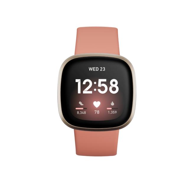 Часовник Fitbit Versa 3, Pink Clay Soft Gold Aluminum