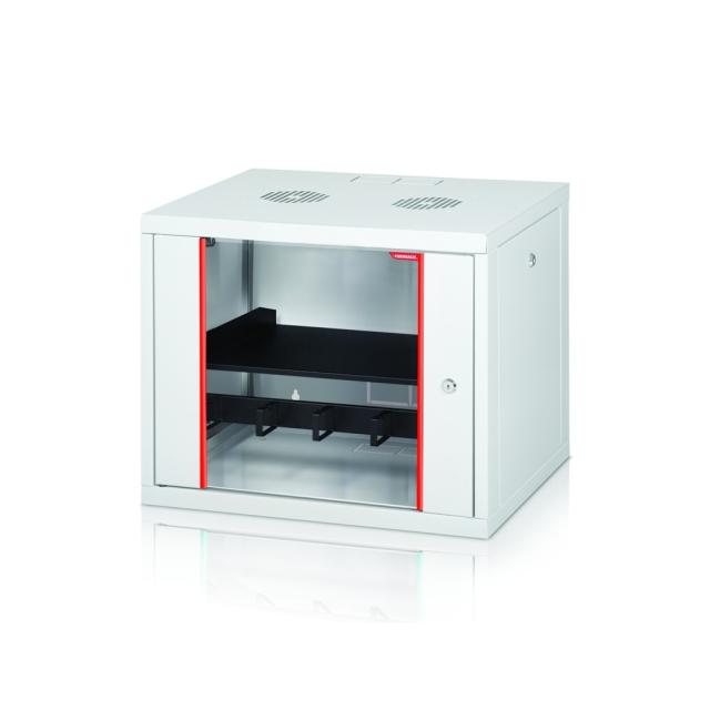 Комуникационен шкаф Formrack 19" Wall Mounted rack 7U 555/450mm, removable locking sides, height: 371mm, loading capacity: 100kg., tempered glass door, 19" front rails (back rails optionable)