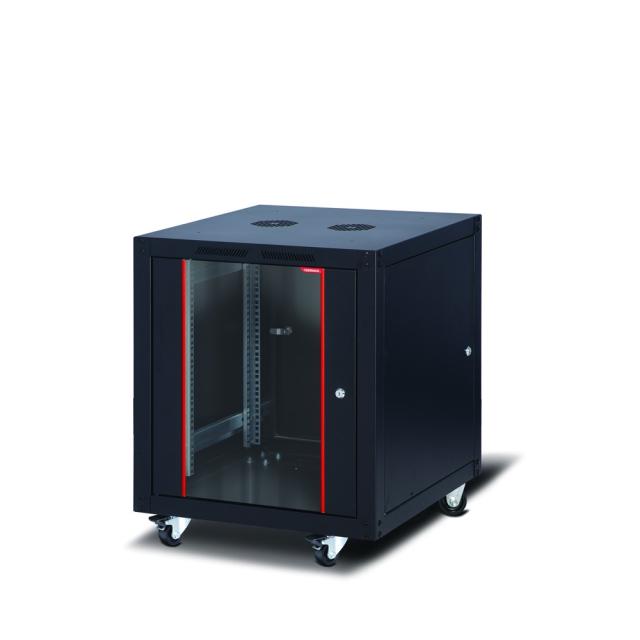 Комуникационен шкаф Formrack 19" Free standing rack 12U 600/600mm, height: 764mm, loading capacity: 600 kg, front tempered glass door, openable locking sides and back (does not include castor/feet group)