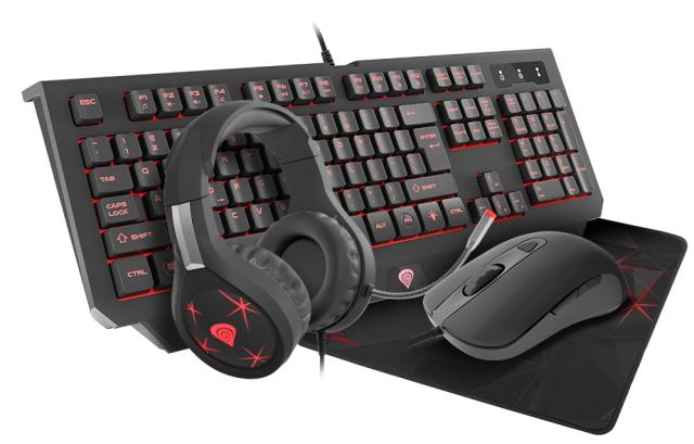 Комплект Genesis Gaming Combo Set 4In1 Cobalt 300 Keyboard + Mouse + Headphones + Mousepad, Yu Layout