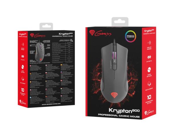 Мишка Genesis Gaming Mouse Krypton 800 10200Dpi Optical With Software Black