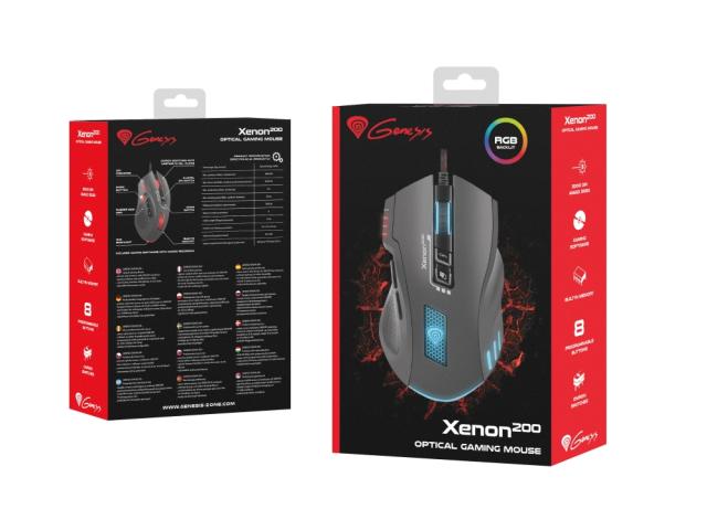 Мишка Genesis Gaming Mouse Xenon 200 Optical 3200Dpi With Software Rgb Illuminated Black