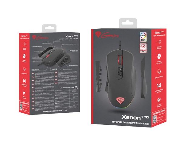 Мишка Genesis Gaming Mouse Xenon 770, 10 2000dpi, Illuminated Optical, Black