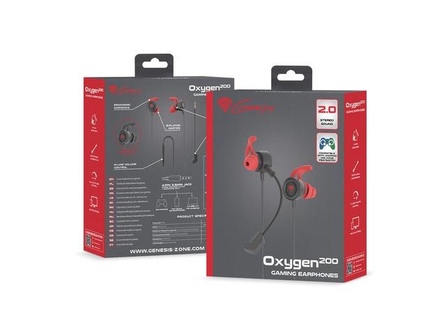 Слушалки Genesis Earphones Oxygen 200 With Microphone Stereo Black