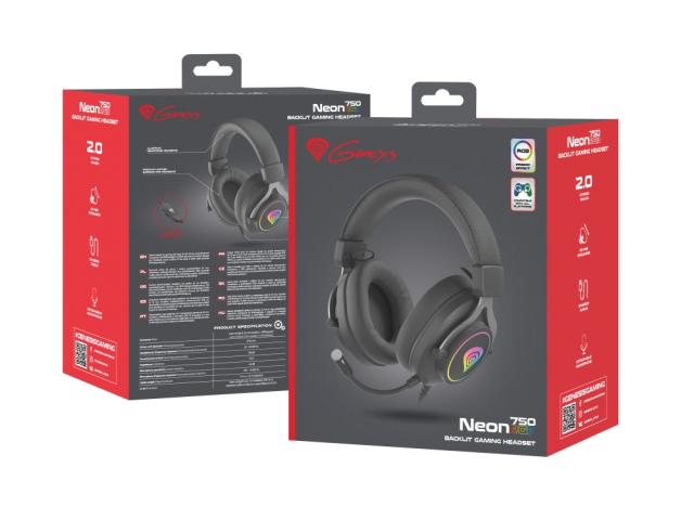 Слушалки Genesis Gaming Headset Neon 750 With Microphone RGB Illumination Black