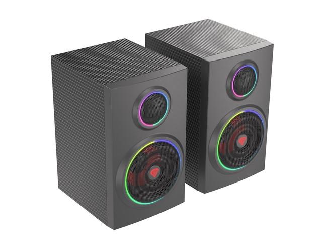 Тонколони Genesis Helium 300BT, 2.0, 24W RMS (2 x 12W), RCA/Chinch, Mini Jack, Bluetooth 5.0, подсветка, черни
