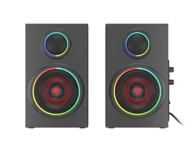 Тонколони Genesis Helium 300BT, 2.0, 24W RMS (2 x 12W), RCA/Chinch, Mini Jack, Bluetooth 5.0, подсветка, черни